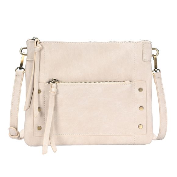 The Savannah Crossbody Shoulder Bag - Bone Vegan Leather Bag Shoulder Bag :3 - Picture 1 of 6